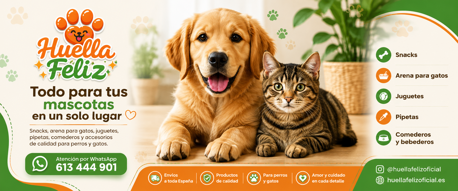 Banner Huella Feliz perro y gato